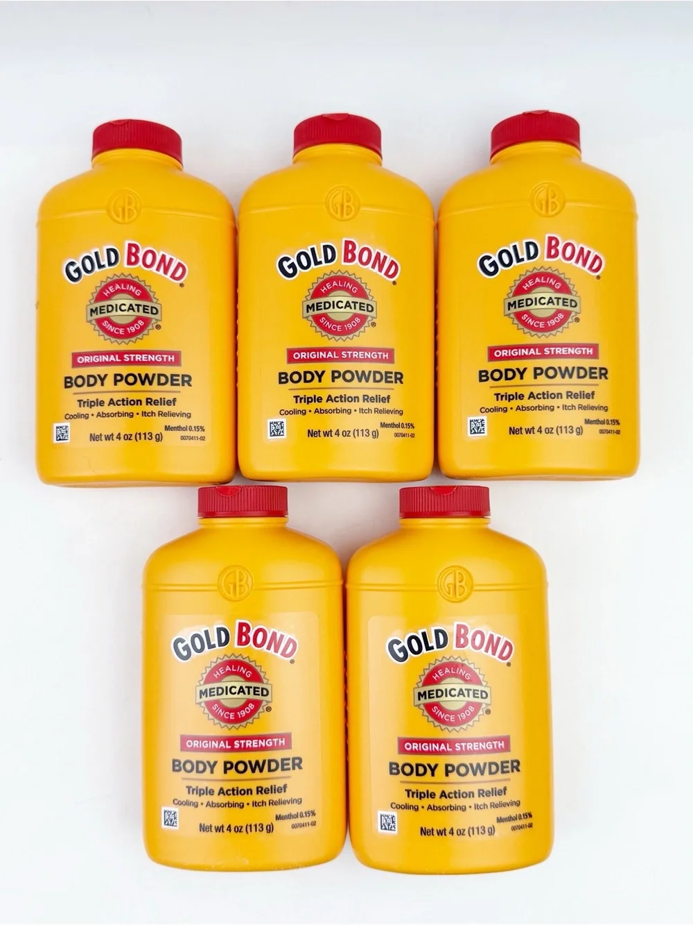 FIVE Gold Bond Original Strength Body Powder w/ Talc 4 oz New